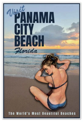 Panama City Beach Florida Travel Print - Vintage Style Promotional Art Poster - Image 1 of 3