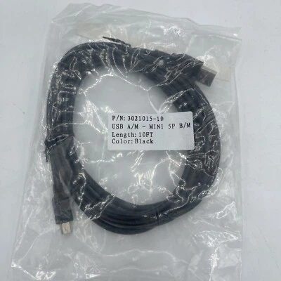 USB CAMERA CABLE 10FT CORD USB 2.0 HIGH SPEED TYPE A MALE TO MINI-B 5P MALE - Image 1 of 4