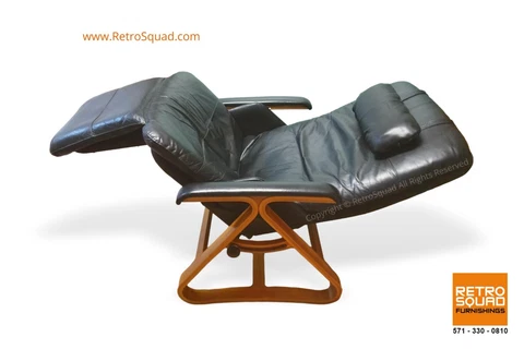 Danish Modern Leather, Bent Wood "Backsaver" Anti-Gravity Recliner By Nepsco MCM Cover