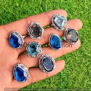 Multi Stone & Mix Gemstone 925 Sterling Silver Plated Wholesale Lot Ring jewelry - Picture 1 of 6