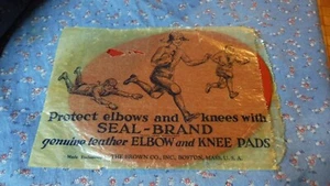 NOS The Brown Co Boston Genuine Leather Elbow and Knee Pads Great Graphics Red - Picture 1 of 2