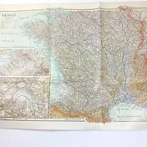 Antique Paris and France Color Map from Encyclopedia Pre-War WWII 1910s 1911 - Picture 1 of 8