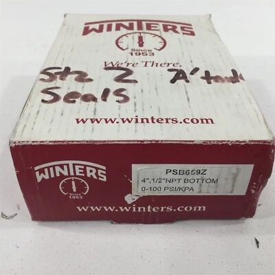 Winters PSB659Z Pressure Gauge 0-100PSI 4" 1/2"NPT BTM - Image 1 of 4