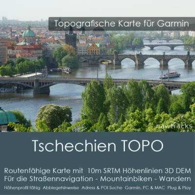 Tschechien Topo Karte 10m Höhenlinien 4GB microSD für Garmin Navi, PC & MAC - Bild 1 von 4