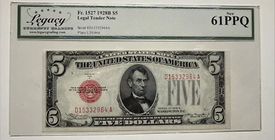 LEGACY61 PPQ MISALIGNED FACE-MUCH LESS MARGIN @ TOP 1928B 5$ RED SEAL 2964A - Image 1 of 3