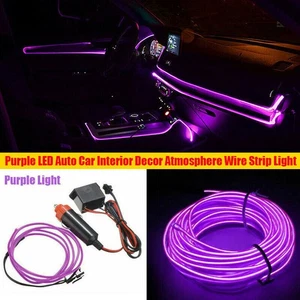 Purple LED Auto Car Interior Decor Atmosphere Wire Strip Light Lamp Accessories - Picture 1 of 10