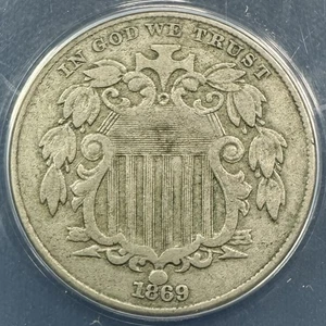1869 Shield Nickel - ANACS VF30 - Nice Mid-Grade Certified Coin - Priced Right! - Picture 1 of 6