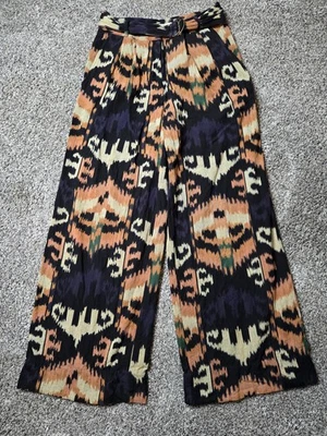 Ulla Johnson Hamdmade Sz 6Nico Women's Black Iris Printed Belted Cotton Trouser  - Image 1 of 4