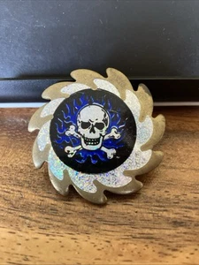 VINTAGE SKULL POG MILK CAP BRASS SAW BLADE SLAMMER - Canadian Seller - Bild 1 von 6