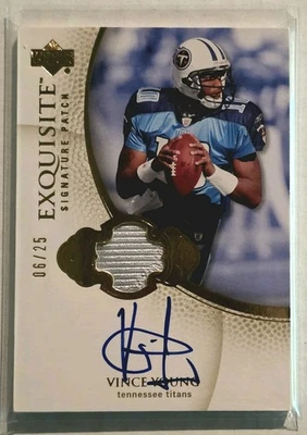 2007 Exquisite Signature Patch Auto Vince Young /25 - Image 1 of 2