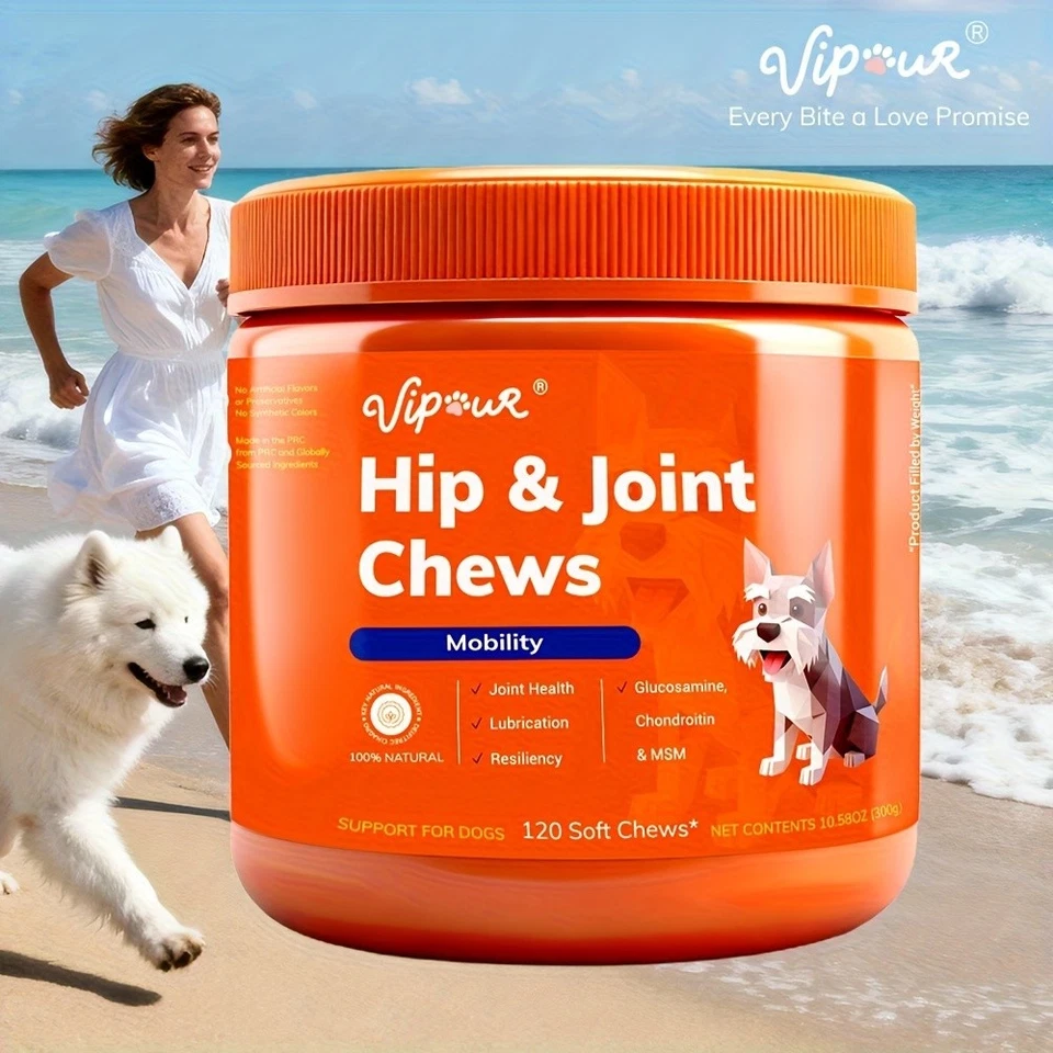 Dog Hip & Joint Chews with Glucosamine, Chondroitin, MSM, Vitamins C & E - Image 1 of 4