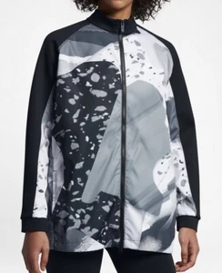 NIKE NSW Montage Full Zip Running Training Jacket Black Grey White NEW Womens L - Picture 1 of 5