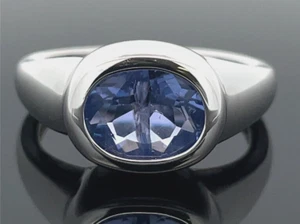 RING GR.17 (CA.54) AUS 925/-SILBER RHODINIERT MIT FLUORIT SILBERZEIT SCHMUCKJAGD - Bild 1 von 3