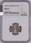 NETHERLANDS ANTILLES 1963 5 CENTS NGC MS67 highest graded by ngc