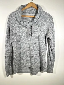 Athleta Medium Blissful Sweatshirt Wasserfallausschnitt meliert grau Pullover Athleisure - Bild 1 von 8