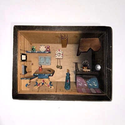 Caja de sombras vintage decoración de cocina y otros mini artículos diorama para el hogar Foto 1 de 4