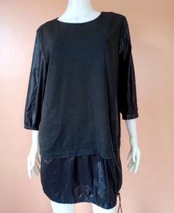 MIHARA YASUHIRO QUARTER SLEEVED TWO TONE SHIRT DRESS BLACK SIZE 46 - Picture 1 of 8