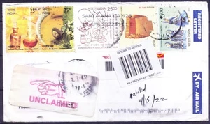 Indien nach USA gest. Brief Return to Sender, Postal History, Gandhi & Duftmarke - Bild 1 von 1