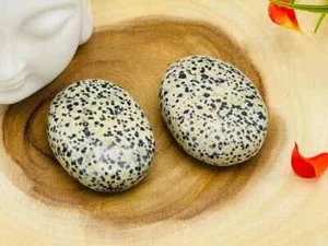 Dalmatian Jasper Palm Stone, Healing Crystal Oval Soap Gemstone, 2" - Picture 1 of 5