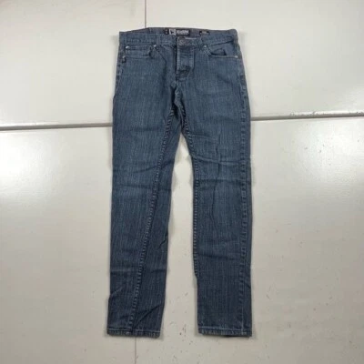 Jeans Social Collision Para Hombres 32 Azul Denim Labio Rudo Servicio Botón Mosca Y2K Dobladillo Foto 1 de 4