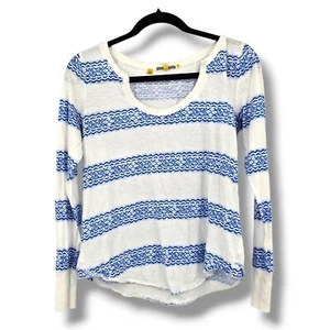 Little Yellow Button Striped Long Sleeve Top Bohemian Casual XS - Picture 1 of 8