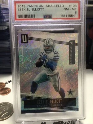 🔥Ezekiel Elliott🔥 2019 Panini Unparalleled Footbal #108 Dallas Cowboys Psa 8 - Image 1 of 3