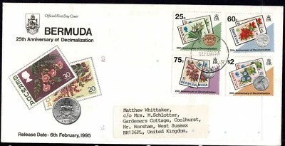 Bermuda 1995 The 25th Anniversary of Decimal Currency  FDC - Used - Image 1 of 2