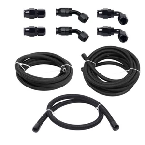 LokoCar 8AN PTFE Fuel Line Hose 0° 45° 90° Degree PTFE Hose End Fitting Black - Picture 1 of 36