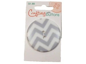 Large Gray Chevron Stripe Button 1 3/4" diameter x 1 piece 2 Hole Round B14 - Picture 1 of 6