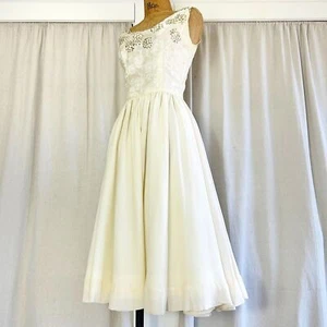 Vintage 50s Sequin Jacquard Brocade Full Circle Skirt Ballerina Party Dress - Picture 1 of 9