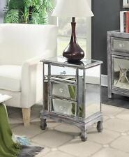 Hollywood Glam 3-Drawer Mirrored End Table With Weathered Finish