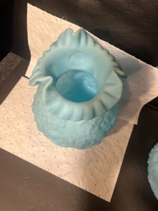 FENTON LÁMPARA CRISTAL CREMA AMAPOLA AZUL PANTALLA ESTUDIANTE. ¡PERFECTO! - Imagen 1 de 12