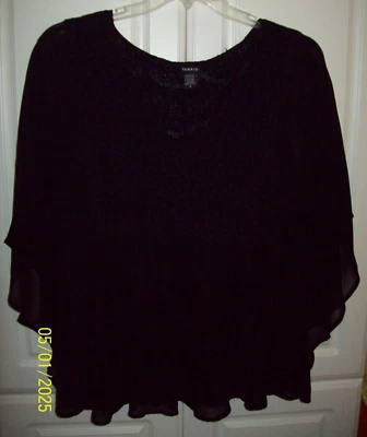 Blusa Torrid Negra 2 CAPAS Gasa Manga Ala de Murciélago ENCAJE CORPIÑO TALLA 2 Busto 46" Foto 1 de 4