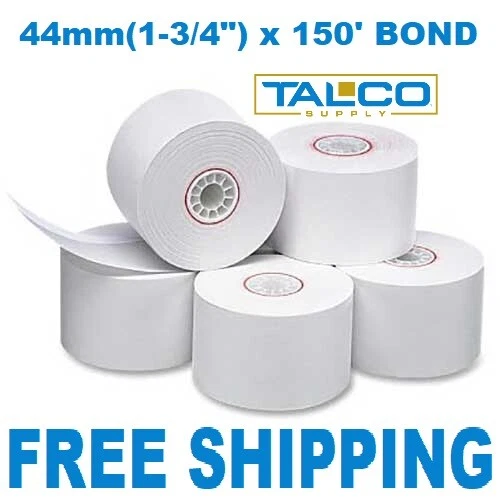 TALCO SUPPLY (100) 44mm x 150' BOND CASH REGISTER PAPER ROLLS ~FAST FREE SHIPPING~