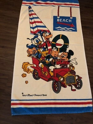 "Toalla de playa Mickey Mouse y amigos producto Walt Disney vintage RARA 25""x 48""" Foto 1 de 4