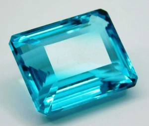 Certified 84 Ct Natural Neon Blue Paraiba Tourmaline Emerald Cut Loose Gemstone - Picture 1 of 7