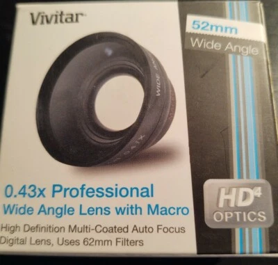 Vivitar 52mm .43x Wide-Angle W/ Removable Macro VIV-52W Lens attachment - Image 1 of 3