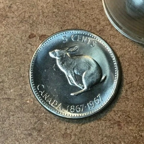 1967 Canada Nickel, 5 Cents,  Canadian, 1 Coin THE RABBIT NICKEL EASTER BUNNY! Cover