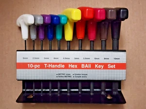 10 PC T-HANDLE HEX KEY BALL END SET 41361 Workshop Tools Metric Harbor Freight - Picture 1 of 11