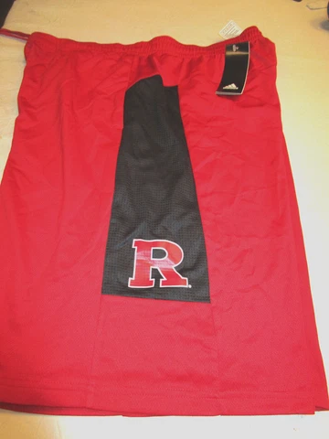 NWT $50 ADIDAS MENS RUTGERS UNIVERSITY SIDELINE SHORTS RED LARGE Cover