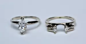 Set matrimonio donna oro bianco 14K 1-CTTW 2 anelli con diamante marquisa (creato in laboratorio) - Foto 1 di 22