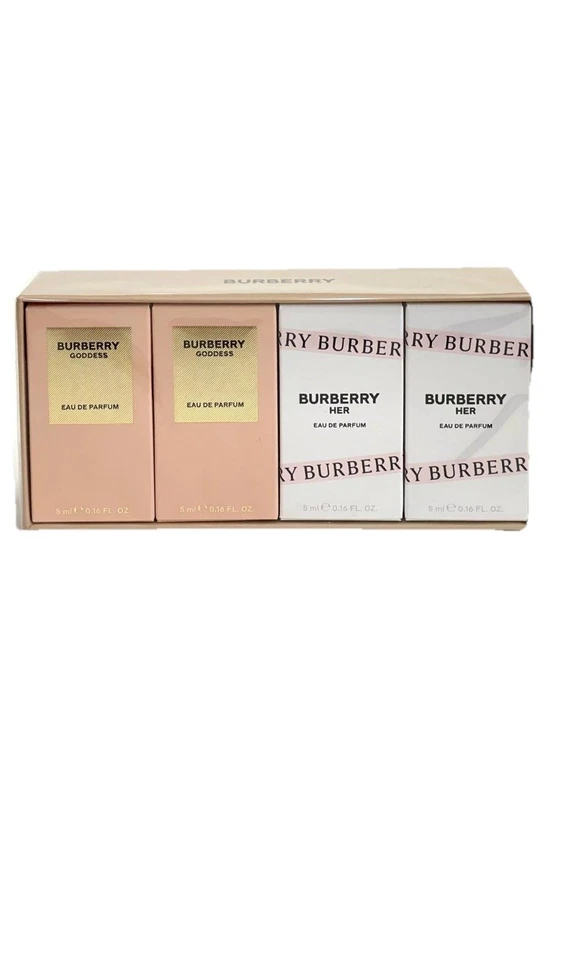 Burberry Goddess and Burberry Her 4 x 0.16 EDP Mini Perfume Set NIB - Image 1 of 3