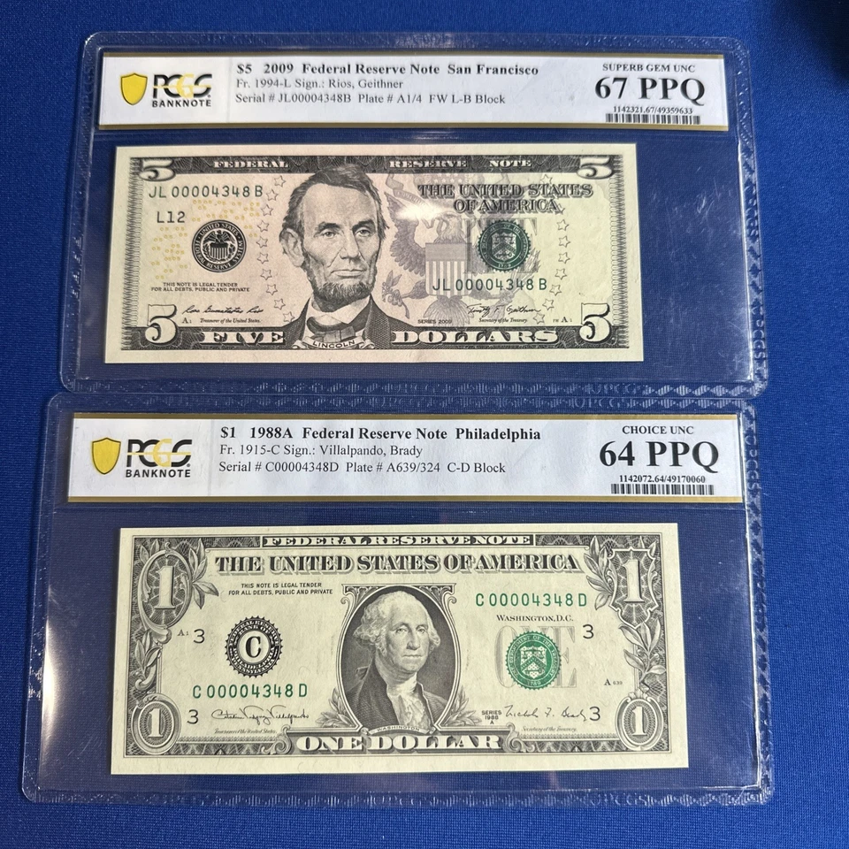  Federal Reserve Note PCGS Matching Low Serial  & Fancy Serial Number - Image 1 of 4