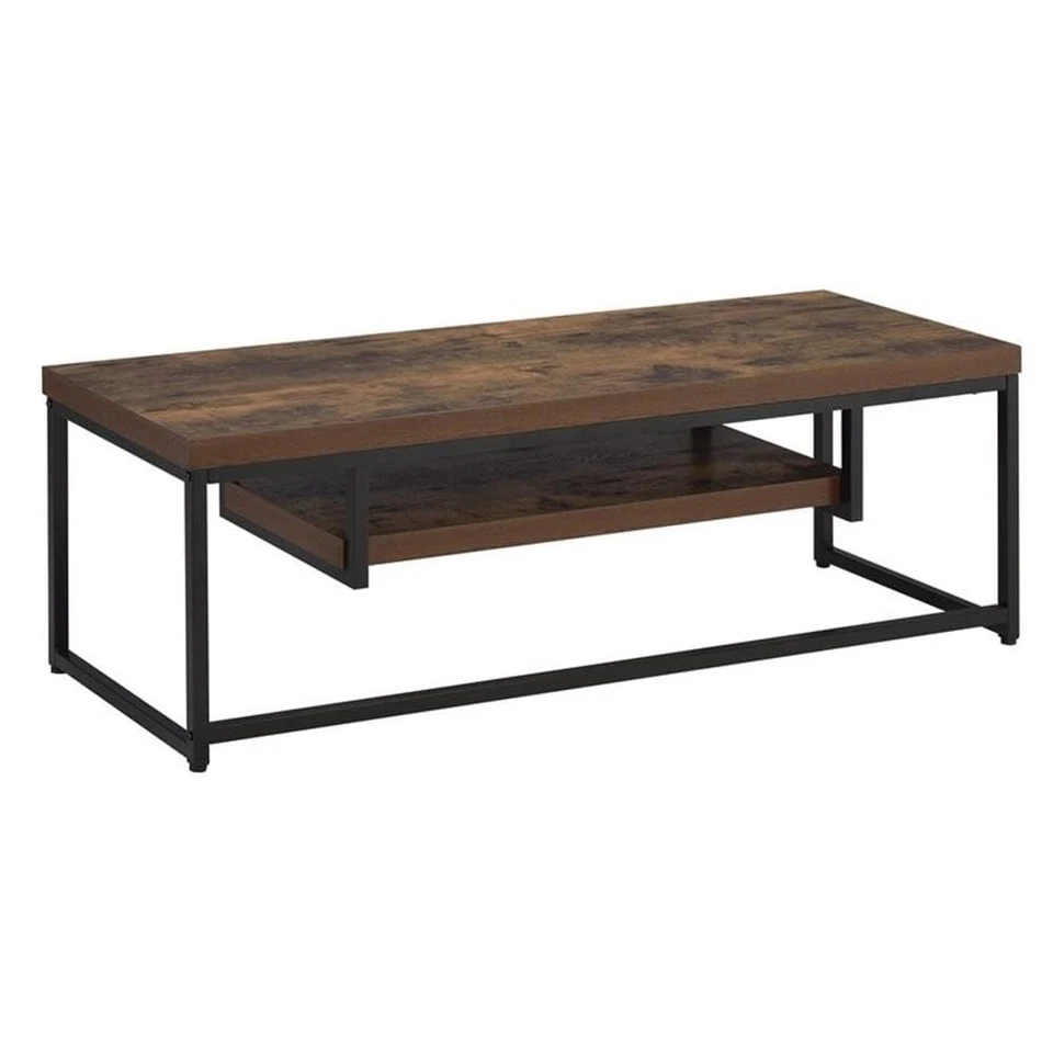 Bob Rectangular Wooden TV Stand with Shelf in Weathered Oak and Black - Image 1 of 4