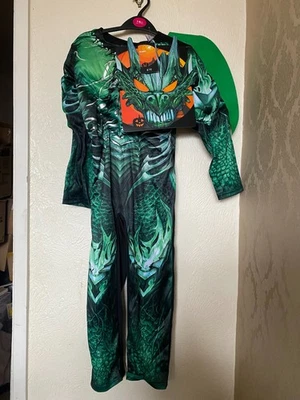 Halloween Green Dragon Costume with Mask Age 7-8 - Image 1 of 4