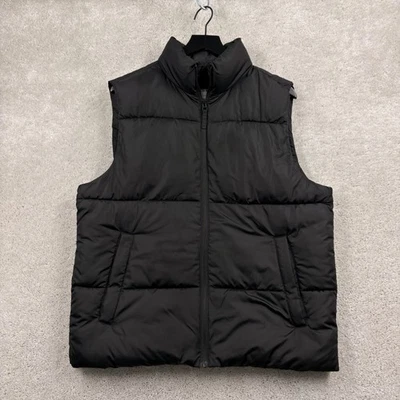 Old Navy Puffer Vest Mens Size Medium Black Full Zip Synthetic Pockets - Image 1 of 4