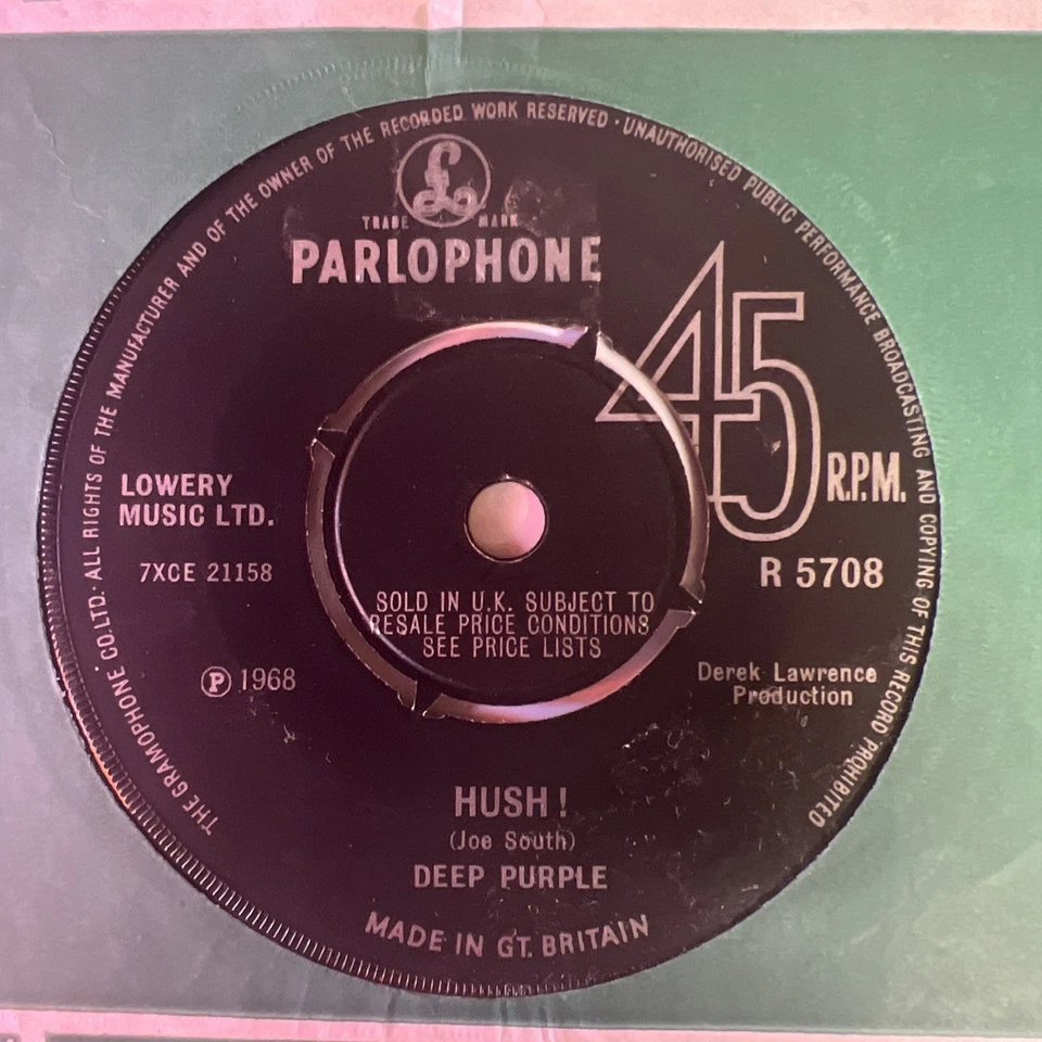 Deep Purple Hush! / One More Rainy Day 7” Vinyl Single 1968 UK 45 VG+ - Image 1 of 4