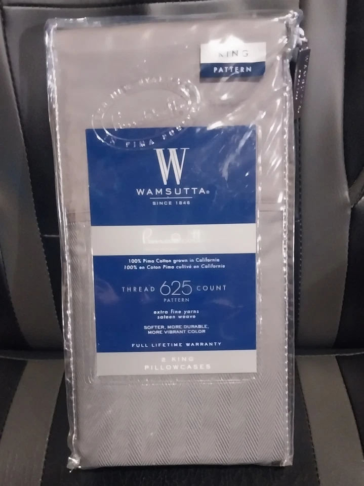 Fundas de almohada Wamsutta King Jacquard espiga 625TC gris carbón de lujo  Foto 1 de 4