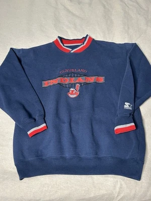 Suéter De Colección Años 90 Cleveland Indians MLB Béisbol Starter Cuello Redondo Azul B27 Foto 1 de 4