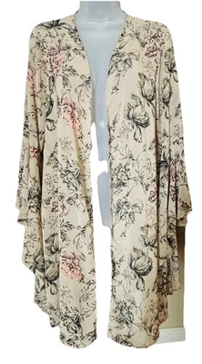Caballete Mujer Talla Pequeña Longline Kimono Plumero Estampado Floral Semi Transparente Boho Foto 1 de 4